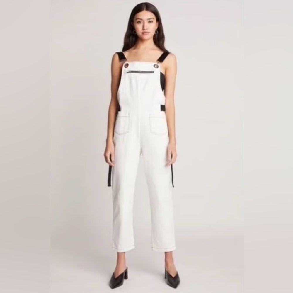 Choosy‎ Women’s White & Black Jumpsuit Overalls Denim Streetwesr Style Sz XS NWT